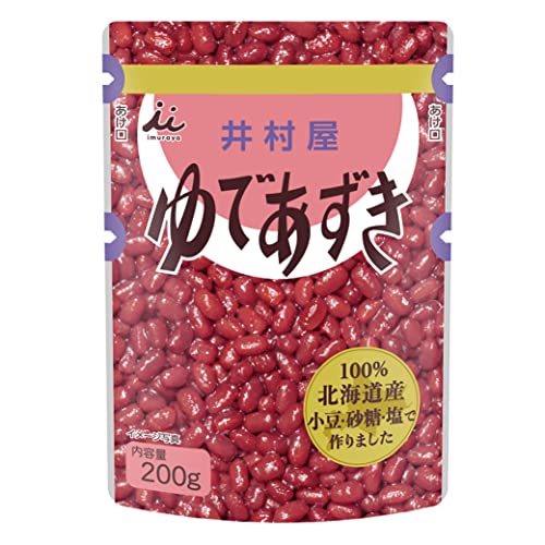 和菓子/200グラム×10個/-・和菓子商品紹介 小豆、砂糖、塩の使用原料全てに北海道産を使用し、小豆の風味豊かなゆであずきです。井村屋で60年間培ってきたゆであずきの製法を活かし、粒感がありながらも適度なあんの出た使いやすい性状に仕上げています。パッケージは、使い勝手の良いパウチタイプです。ぜんざいやお菓子作り、トーストのトッピングなど、様々なシーンでお使いいただけます。 原材料・成分 砂糖（国内製造）、小豆、食塩