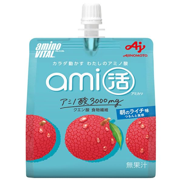 Ajinomoto 味の素 アミノバイタルami活 ゼリードリンク 朝のライチ味 180gパウチ×24本入 送料無料