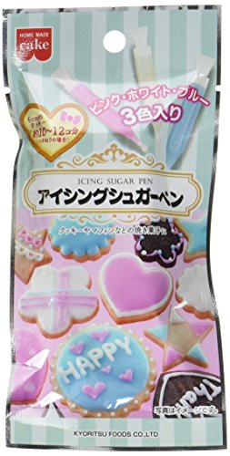 -/11グラム (x 15)/-・パッケージ個数:5・原材料:ブドウ糖、砂糖、植物油脂、デキストリン、全粉乳、乳化剤、着色料(紅花色素、青1)、香料、(原材料の一部に大豆を含む)・内容量:33g(11g×3)×5袋・商品サイズ(高さx奥行x幅):170mm×170mm×20mmアイシングに道具やコルネを使わず、水分調整も必要ない初心者向け。 簡単にアイシングに挑戦できる温めて使うペン型アイシングシュガー。 共立食品株式会社は製菓材料、ナッツ、ドライフルーツの輸入・加工・製造を一貫して行うメーカーです。携帯のレシピサイトや手づくりお菓子コンテストなども展開しており、“食を楽しむ時代へ多彩なシーンを提案しています。