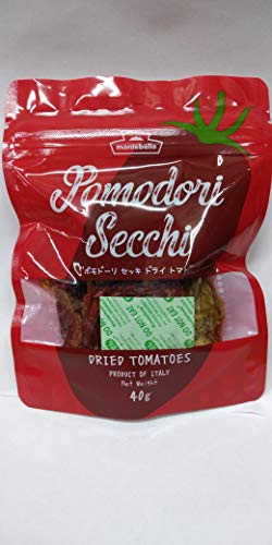 パッケージ個数:1・常温・ブラント名: モンテベッロ・メーカー名: モンテベッロ・内容量:40g商品紹介 完熟トマトを乾燥させました。ぬるま湯などで戻し、パスタソースやピッツァのトッピングなどにお使いください。また、お好きなハーブと一緒に自家製のオイル漬けにしても。 原材料・成分 トマト、食塩