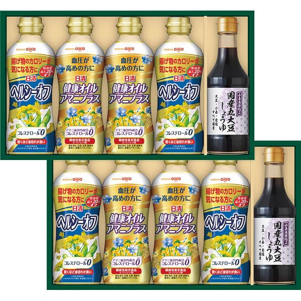 ●ヘルシーオフ350┣g┫×4、健康オイルアマニプラス350┣g┫×4、国産丸大豆醤油300┣ml┫×2