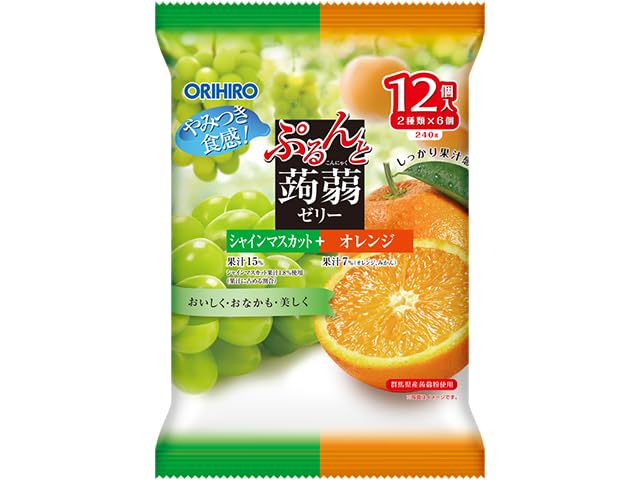 オリヒロ ぷるんと蒟蒻ゼリー シャインマスカット＋オレンジ 12個入×12袋 送料無料