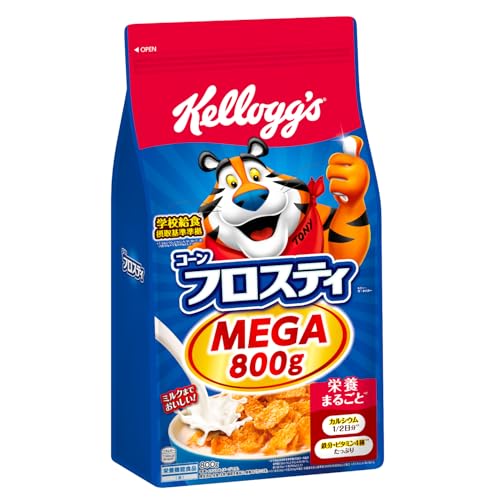 -/800g×6袋/-・Size:800g×6袋・【原材料】コーングリッツ、砂糖、麦芽エキス、食塩、ぶどう糖果糖液糖/炭酸Ca、ビタミンC、鉄、酸化防止剤(ビタミンE)、乳化剤(大豆由来)、ナイアシン、ビタミンB1、ビタミンA、酸味料、ビタミンB2、ビタミンD・1食分(30g)当たりエネルギー114kcal、たんぱく質1.2~2.2g、脂質0~0.5g、炭水化物26.9g、食塩相当量0.3g、脂質26.3g、食物繊維0.4~2.0g、鉄3.0mg、カルシウム130mg、ビタミンA124μg、ビタミンB1 0.32mg、ビタミンB2 0.15mg、ビタミンC23mg商品紹介 とうもろこしの粒を香ばしく焼き上げ、ほどよく砂糖をまぶした、サクサク食感のフレーク。お子様の成長を応援する栄養バランス満点のシリアル。 学校給食摂取基準*に準拠したビタミン・ミネラル（ビタミンA・B1・B2・C・カルシウム・鉄）が摂れます。栄養機能食品(鉄)。*（1食30g＋牛乳200gとして） 原材料・成分 コーングリッツ、砂糖、麦芽エキス、食塩、ぶどう糖果糖液糖/炭酸Ca、ビタミンC、鉄、酸化防止剤(ビタミンE)、乳化剤(大豆由来)、ナイアシン、ビタミンB1、ビタミンA、酸味料、ビタミンB2、ビタミンD