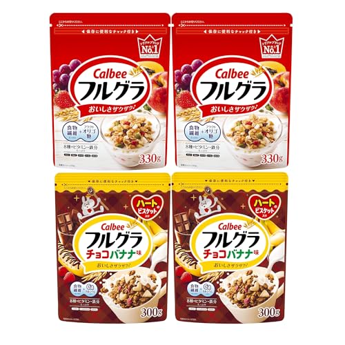 グラノーラ商品紹介 カルビー　フルグラ オリジナル・チョコバナナ　2種アソート　計4袋 原材料・成分 裏面画像参照