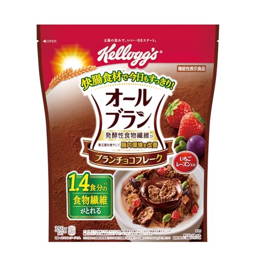 茶/350g×6袋/-・Size:350g×6袋・1食分(40g)当たりエネルギー・・・155kcal たんぱく質・・・4.0g 脂質・・・2.0g 炭水化物・・・31.9g 食塩相当量・・・0.2g 糖質・・・28.4g 食物繊維・・・3.5g・色: 茶・パッケージ重量: 2.51 kg・サイズ: 350g×6袋商品紹介 食物繊維たっぷりの小麦ブランのシリアル。チョコレートシロップをコーティングしたフレークに、フルーツやかぼちゃの種、チョコレートキューブを加え、発酵性食物繊維を豊富に含むファイバースティックをプラス。発酵性食物繊維(小麦ブラン由来アラビノキシラン)が善玉菌を増やし腸内環境を改善します。1食(60g)で1.4食分(8.6g)*の食物繊維がとれます。 機能性表示食品:F123 機能性関与成分:小麦ブラン由来アラビノキシラン 2.1g/60gあたり *日本人の食事摂取基準(2020年版)目標量18g(女性15~64歳)の1/3である6g分を1食として 原材料・成分 全粒オーツ粉、砂糖、コーンフラワー、麦芽粉(小麦を含む)、オリゴ糖、食塩、植物油脂、キャラメル/香料 、酸化防止剤(ビタミンE)