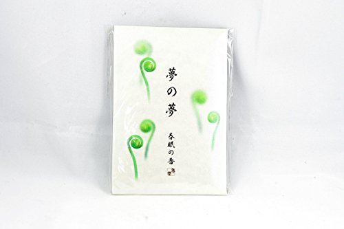 ブラウン/普通/4902125385610・FlavorName:春眠(はるねむり)・パッケージ個数:1・内容量:12本・サイズ:130*100*13(mm)・やすらいだ光をイメージした、ほのかに甘い香り。効率よく香りを楽しむのに適した、スティックタイプのお香です。商品紹介 ほんのりお香、しっとり和、四季折々の日本の美しさを、そのままお香に封じ込めた「夢の夢」。ゆったりと優美な和の世界をお香・香皿・香器で表現。古式ゆかしい懐古的な香りに、現代的なアレンジを加えました。日本人の美意識を呼び覚まし、和空間を演出するお香です。 原材料・成分 四季折々の日本の美しさを、そのままお香に封じ込めた「夢の夢」。ゆったりと優美な和の世界を香りで表現。こしきゆかしい懐古的な香りに、現代的なアレンジを加えました。日本人の美意識を呼び覚まし、和空間を演出するシリーズです。 フレッシュフルーティー。和らいだ光をイメージした、ほのかに甘い香りです。 商品サイズ:高さ130mm×幅100mm×奥行13mm 箱含む重量:約27g 燃焼時間:約20分 セット内容(成分):　タブ粉、香料 安全警告 四季折々の日本の美しさを、そのままお香に封じ込めた「夢の夢」。ゆったりと優美な和の世界を香りで表現。こしきゆかしい懐古的な香りに、現代的なアレンジを加えました。日本人の美意識を呼び覚まし、和空間を演出するシリーズです。 フレッシュフルーティー。和らいだ光をイメージした、ほのかに甘い香りです。 商品サイズ:高さ130mm×幅100mm×奥行13mm 箱含む重量:約27g 燃焼時間:約20分 セット内容(成分):　タブ粉、香料 ご注意（免責）＞必ずお読みください 品質管理為当店での在庫致しておりません。 受注まとめての発注致しております。発注日により発送まで商品3日〜10日ほどかりります。メーカー欠品の場合メールでお知らせ致します。