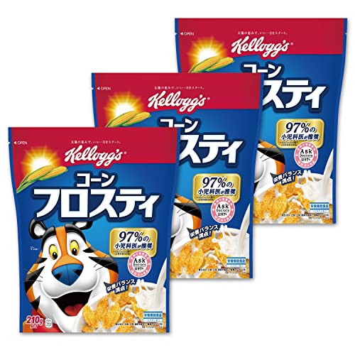 青/210g×3袋/-・Size:210g×3袋・1食分(30g)当たりエネルギー・・・114kcal たんぱく質・・・1.2〜2.2g 脂質・・・0〜0.5g 炭水化物・・・26.9g 食塩相当量・・・0.3g 糖質・・・26.3g 食物繊維・・・0.4〜2.0g ビタミンB1・・・0.47mg カルシウム・・・0.5〜2.5mg 鉄・・・1.4mg ビタミンA・・・53〜139mμg ビタミンB2・・・0.42mg ビタミンB6・・・0.38mg ビタミンB12・・・0.4mμg ビタミンC・・・15mg ビタミンD・・・0.59〜1.53μg ナイアシン・・・4.2mg 葉酸・・・38μg商品紹介 とうもろこしの粒を香ばしく焼き上げ、ほどよく砂糖をまぶした、サクサク食感のフレーク。お子様の成長を応援する栄養バランス満点のシリアル。8種類のビタミン、鉄分入り。栄養機能食品(ビタミンB1)。 小児科医100名のうち、97%が推奨しています。 原材料・成分 コーングリッツ(インド製造又は国内製造(5%未満))、砂糖、麦芽エキス、食塩、ぶどう糖果糖液糖 / ビタミンC、ナイアシン、鉄、酸化防止剤(ビタミンE)、乳化剤(大豆由来)、ビタミンB1、ビタミンB2、ビタミンB6、酸味料、ビタミンA、葉酸、ビタミンD、ビタミンB12