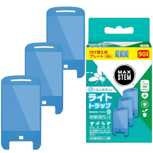 MAX STEM マックスステム ライトトラップ 付け替えシート(替えシート3枚) 捕虫器 粘着式 殺虫剤成分ゼロ ニオイ無し コバエ取 送料無料