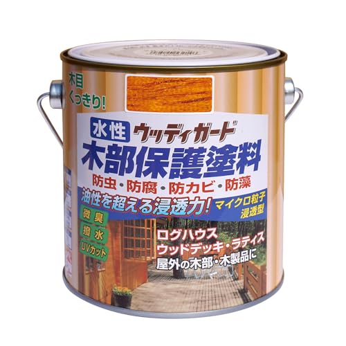けやき/0.7L/4976124532344・Size:0.7LColor:けやき・パッケージ個数:1・色:けやき・容量:0.7L・塗り面積(2回塗り):約5(タタミ約3枚分)・乾燥時間:夏約2時間、冬約4時間、※塗り重ねるときは1回目がよく乾いてから2回目を塗ることマイクロ粒子浸透型の新しい微臭の水性木部保護塗料です。 木材の防虫・防腐・防かび・防藻効果に優れ、木材に浸透して内部から木の腐食を防ぎます。 耐候性に優れたマイクロ粒子浸透型顔料の採用で、木目がよりくっきりキレイな仕上がりになります。 日光による木の焼けを防ぐために、紫外線吸収剤を配合し色アセ・劣化を防止します。(UVカット) 自然にやさしい蜜蝋成分を配合し、はっ水効果があります。