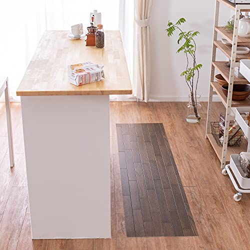萩原 水拭きできる クッションフロア キッチンマット 木目ダーク 約60×120cm 送料無料