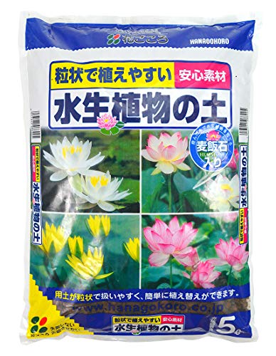 水生植物の土なし/5L/07770S・Size:5L・パッケージ個数:1・容量：5L・製造：日本・適用：水生植物・主原料：赤玉土、軽石、粒状黒土、麦飯石・特長：水がにごりにくくなる麦飯石を配合。粒状で扱いやすく、簡単に植え替えができます。商品紹介 ●用土が粒状で扱いやすく、簡単に植え替えができます ●水がにごりにくくなる工夫がされています ●麦飯石を配合しました より ●良質な天然腐植に肥料成分を吸着させ粒状化した肥料 ●効き目が穏やかで、安心な肥料 ●天然腐植の働きで地力を高め、植物を元気に育てる 原材料・成分 赤玉土 粒状焼赤土 粒状焼黒土 麦飯石 安全警告 吸入を避け、保護具を着用してください。環境汚染を防ぐため、適切に廃棄してください。 ご注意（免責）＞必ずお読みください ◎食品ではありません。人やペットが誤って食べないようにご注意下さい。 ◎手の保護の為に手袋をはめてお使いください。 ◎空き袋は幼児や子供にとって窒息などの危険が伴うものです。幼児や子供に手の届かないところに保管、又は処理して下さい。 ◎使用方法、注意をよく読んでお使い下さい。