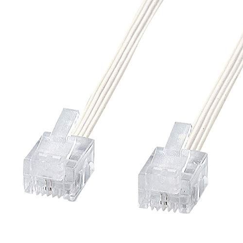 サンワサプライ モジュラーケーブル 6極4芯(RJ-11) 3m やわらかスリム ホワイト TEL-S2-3N2 送料無料