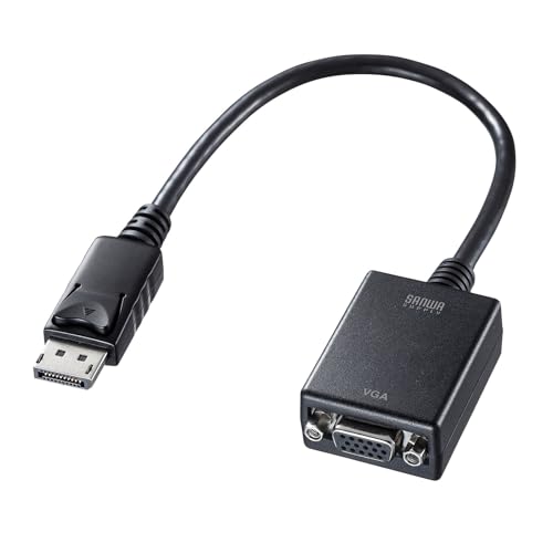 ブラック/-/AD-DPV06・パッケージ個数:1・パソコンに搭載されているDisplayPortコネクタ（メス）をVGAコネクタ（メス）に変換するケーブル一体型の変換アダプタです。※ディスプレイ側のDisplayPortコネクタをVGAコネクタ（ミニD-sub（HD）15pin）に変換することはできません。・ショートケーブル一体型なので取り回しがしやすく、他のインターフェースと干渉することなく接続できます。・ケーブル部は「アルミシールド（ツイストペアケーブル）→アルミシールド→高密度編組シールド」と3重のシールド処理を施し、ノイズ干渉を防ぎます。・錆にも強く、経年変化による信号劣化の少ない金メッキピンを使用しています。・土壌や地下水などの環境汚染の原因となる鉛をほとんど含まない無鉛ハンダを使用しています。●パソコンに搭載されているDisplayPortコネクタ（メス）をVGAコネクタ（メス）に変換するケーブル一体型の変換アダプタです。 ※ディスプレイ側のDisplayPortコネクタをVGAコネクタ（ミニD-sub（HD）15pin）に変換することはできません。 ●ショートケーブル一体型なので取り回しがしやすく、他のインターフェースと干渉することなく接続できます。 ●ケーブル部は「アルミシールド（ツイストペアケーブル）→アルミシールド→高密度編組シールド」と3重のシールド処理を施し、ノイズ干渉を防ぎます。 ●錆にも強く、経年変化による信号劣化の少ない金メッキピンを使用しています。 ●土壌や地下水などの環境汚染の原因となる鉛をほとんど含まない無鉛ハンダを使用しています。 ＜映像入力ポート＞ ■ポート形状：DisplayPortオス ＜映像出力ポート＞ ■ポート形状：VGA（ミニD-Sub（HD）15pin） メス ■対応解像度：1920×1200、1920×1080、1600×1200 ■最大対応解像度：1080p ＜共通仕様＞ ■コネクタ形状：DisplayPortオス-ミニD-sub（HD）15pinメス ※アクティブタイプ ■ケーブル長：0.2m ■ケーブル径：6mm ■サイズ：W36×D48.5×H20mm ■重量：約38g ■シールド方法：3重シールド