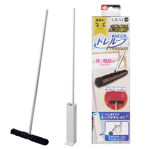 プレミアム床階段用グレー/床・階段用/S01540・Color:グレーSize:床・階段用・パッケージ個数:1・大ヒットのトレループシリーズに、新たにプレミアムタイプが登場！機能もデザインもアップしました！・ケースに通すだけでいつでもモップがキレイ！ 取り替えが不要なのでくり返し使えて経済的です。・モップ部分にはフローリング用とラグ用の2つのブラシが付いており、場所に合わせて、ホコリや糸くず、ペットの毛のお掃除ができます。・ケース内にたまったホコリはスライドするだけで捨てることができます。・自立収納できるケース付きなので、リビング等で手に取りやすい場所に置きやすくいつでもサッとお掃除できます。●ケースに通すだけでいつでもモップがキレイ！ケースに溜まったホコリはまとめてポイ！ ●くり返し使えるので経済的。モップ部分を取り換える必要はありません。 ●モップはケースに通すとキレイになり、ホコリは徐々にまとまって溜まります。 ●シンプルな形状のケースのため手の取りやすい場所に置きやすく、いつでもサッとお掃除できます。 ●スティック形状のモップのためフローリングや階段、隙間などのホコリ取りに便利です。またカーブしている階段の角にも届きます。 ●ラグ用ブラシ付きなので、ラグ・カーペット等に付いた糸くずやペットの毛のお掃除にも使えます。