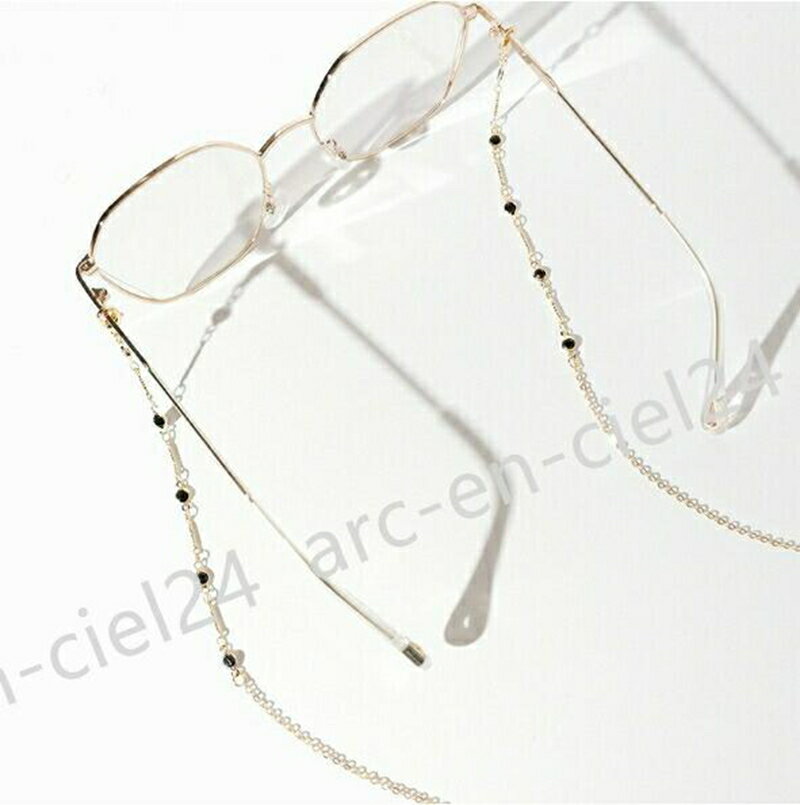 保色メッキ眼鏡チェーン 黒宝石眼鏡 金糸眼鏡アクセサリー 首掛けチェーン