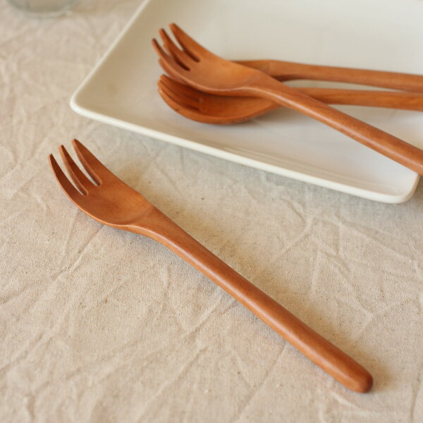 【サオ】 ネオフォーク ≪木製品≫ /　カトラリー かわいい おしゃれ ナチュラル 木のフォーク ナチュラル デザートフォーク パスタフォーク