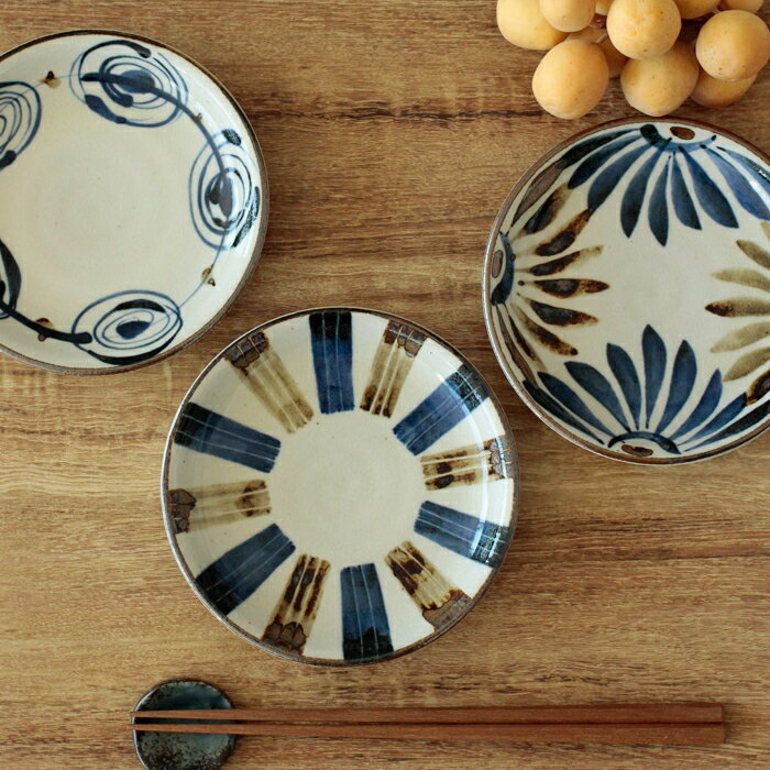 【民彩】 14cm 皿　/ 和食器 和風 取り皿 デザートプレート おしゃれ かわいい シンプル 陶器 陶磁器 和柄 やちむん風