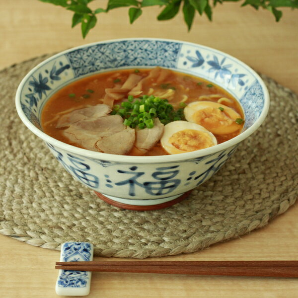 伝統の絵柄【藍凛堂】 麺鉢 （19cm）　/　和食器 おしゃれ ネイビー めん鉢 ラーメン鉢 ラーメンどんぶり うどん鉢 大鉢 ラーメン丼 丼 どんぶり ボウル 瑠璃色 藍色 日本製のサムネイル