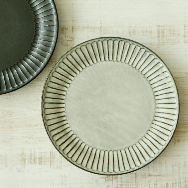 しのぎ （23cm）/　大皿 モーニングプレート かわいい おしゃれ パスタ皿 グレー ブラック くすみカラー 和食器