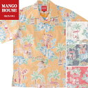 かりゆしウェア メンズ 結婚式 ゴルフ 沖縄 かりゆし シャツ アロハ アロハシャツ 開襟 オープンカラー MANGO HOUSE マンゴハウス 国産 リゾート お揃い ペア 251179 国際通りエイサー