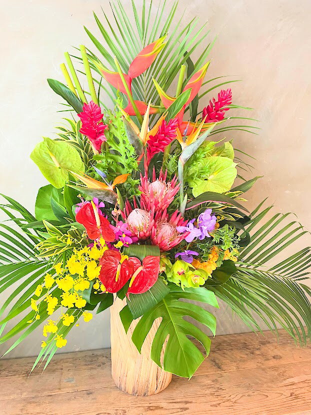 おまかせ！ハワイアンバスケットフラワーアレンジ50000　花 ギフト 誕生日 送料無料 アレンジメント フ..