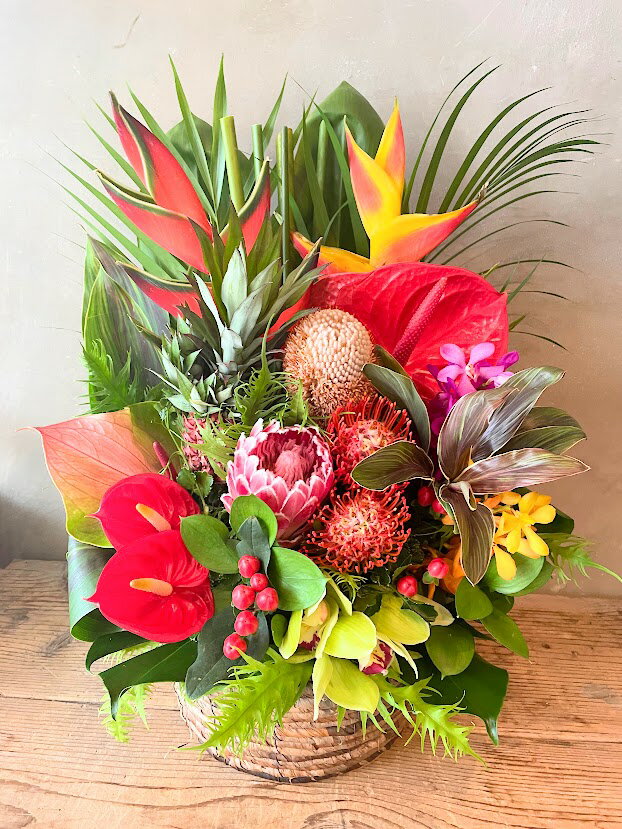 おまかせ！ハワイアンバスケットフラワーアレンジ10000　花 ギフト 誕生日 送料無料 アレンジメント フ..