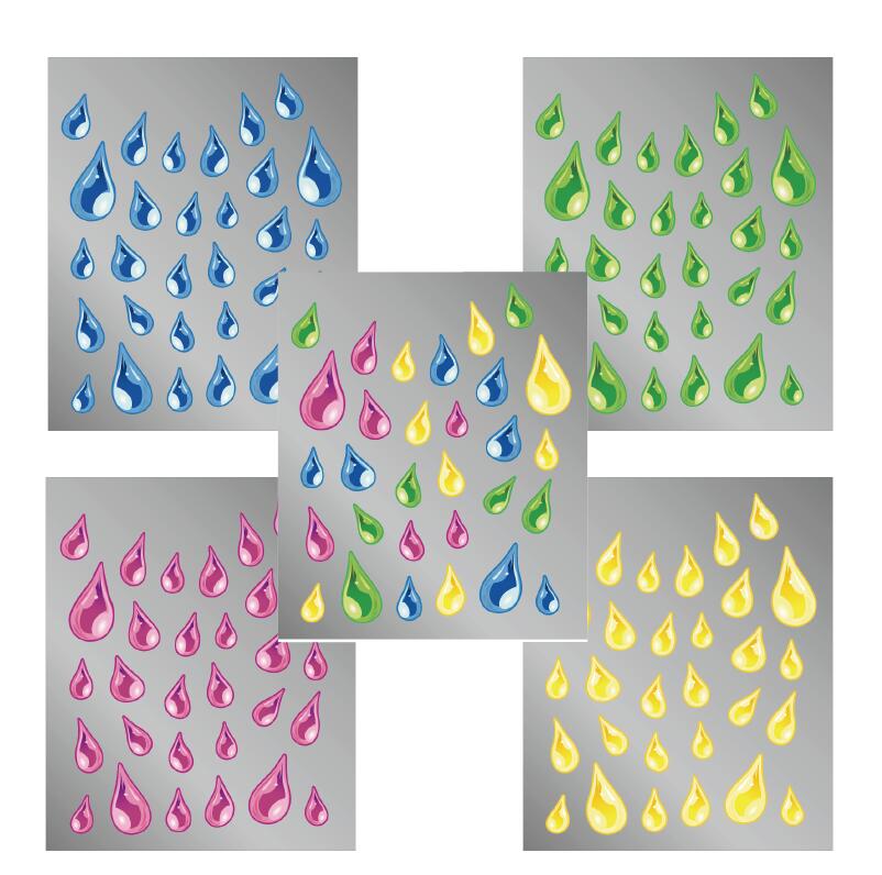 (シルバー) しずくステッカーセット 銀 きらきら かわいい おしゃれ パターン ステッカー 雑貨 小物 ワ..