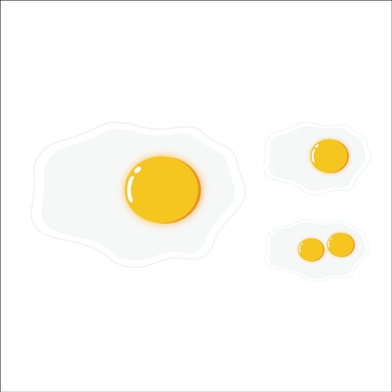 (透明) 目玉焼き 大小三枚セット ワンポイント 大12cm 小6cm ジョーク ネタ 面白ステッカー 食べ物 食..