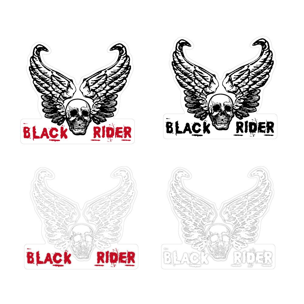 （透明）ブラックライダー エンジェルスカル ステッカー 小 7cm バイク ヘルメット ワンポイント 骸骨 ..