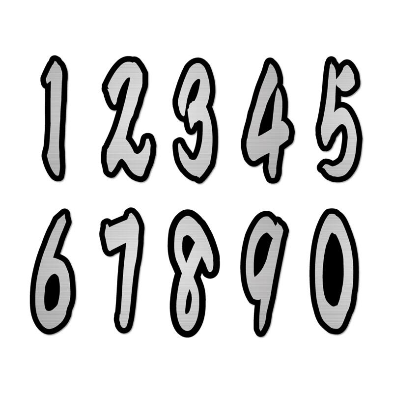 (ヘアライン)黒 ゼッケン ナンバー ステッカー 8cm 番号 オフ車 オフロード バイク ヘルメット ナンバ..