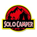 『ソロキャンパー』キャンプライフステッカー 12cm CAMP アウトドア 車用 キャンプ用品 防水シール パロディ おもしろ ジムニー ジープ サーフ ハイエース ひとりぼっち ひとりキャンプ テント