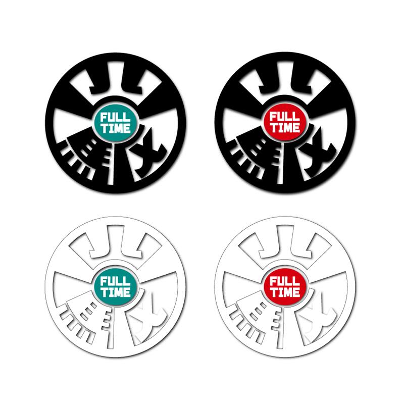 (透明) 四駆ステッカー 丸型 ((フルタイム)) 4WD 四輪駆動 オフ車 オフロード ワンポイント かっこいい ポップ ステッカーチューン ドレスアップ デカール シール コレクション 耐水 対候 デカール ジムニー シエラ ジープ パジェロミニ 四輪駆動