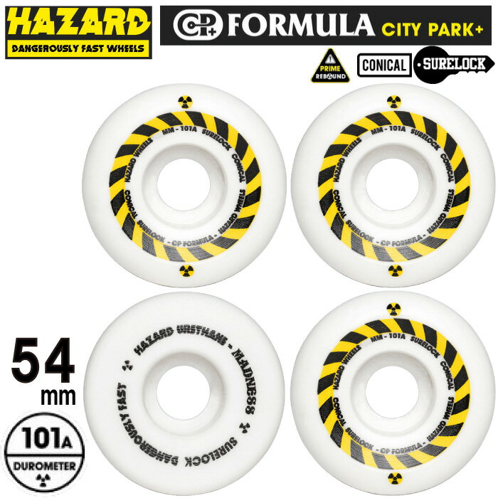 スケボー スケートボード ウィール HAZARD ハザード CP FORMULA シティー パーク CONICAL SURELOCK コニカル シュアロック 101A 54mm 4個1セット パーツ タイヤ 部品 ストリート WHEEL ハードウィール