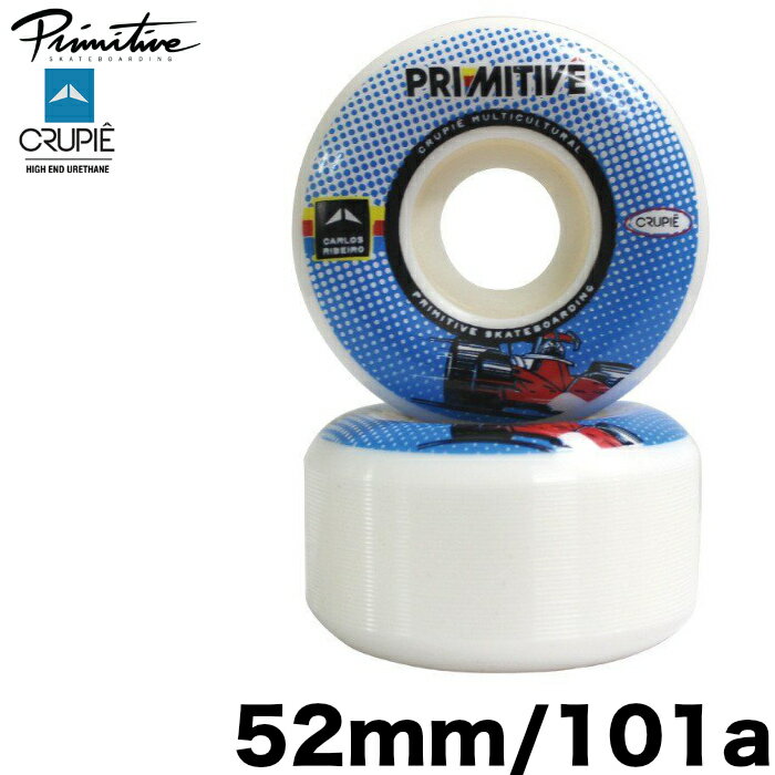 【硬度】 101A 【サイズ / 幅 / 接地面】 52mm / 31mm / 18mm 【検索用】 Primitive X Crupie プリミティブ クルピエ ウィール 52mm 101a タイヤ sk8 skateboard パーツ ハードウィール スケートボード スケボー バレンタイン ギフト ホワイトデー お返し クリスマス プレゼント 誕生日 お祝い 母の日 父の日 敬老の日 母親 父親 友達 女性 男性 ※モニター等の状況によりカラーの見え方が多少変わってしまう場合もございます。予めご了承下さい。 【ラッピング】対応 マニアック（マニアックサーフ）で販売している商品は、スタッフが自信を持ってオススメ出来るサーフィン用品・アウトドア用品・スケートボード用品をはじめ、ストリート系・サーフ系アパレルグッズ各種も取り扱っています。商品に関するお問い合わせなどもお気軽にご連絡ください。メーカー希望小売価格はメーカーカタログに基づいて掲載していますDETAIL- ディテール - ※モニター等の状況によりカラーの見え方が多少変わってしまう場合もございます。予めご了承下さい。