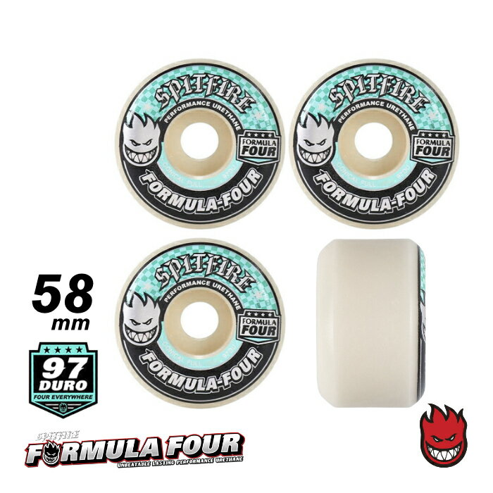 スケートボード ウィール スケボー SPITFIRE スピットファイヤー F4 FORMULA FOUR CONICAL FULL - 97DURO 97A 58mm MINT フォーミュラフォー コニカルフル ミント 4個1セット パーツ ハード ウイール タイヤ SK8