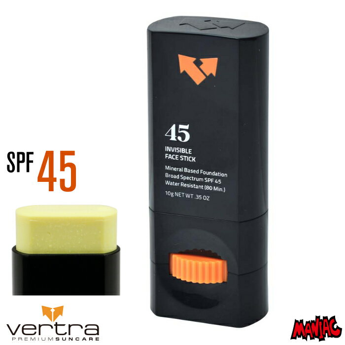 楽天マニアック 波乗り＆スケボーSHOP【日祝も発送】vertra バートラ 日焼け止め Face Stick フェイススティック SPF45+ PA++++ クリア ウォータープルーフ 日焼け防止 日焼け対策