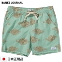 BANKS JOURNAL バンクスジャーナル メンズ ボードショーツ BSE0231 SCALES BOARDSHORT ボトム 短パン 水着 海パン ハーフパンツ 膝上 総柄 男性用