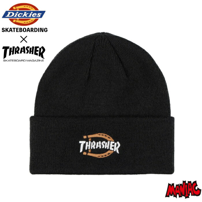 【日祝も発送】DICKIES ディッキーズ ニットキャップ ニット帽 ビーニー キャップ 帽子 CAP メンズ DICKIES X THRASHER BEANIE BLACK ブラック スケートブランド スケボー スケートボードブランド SKATEBOARD アパレル