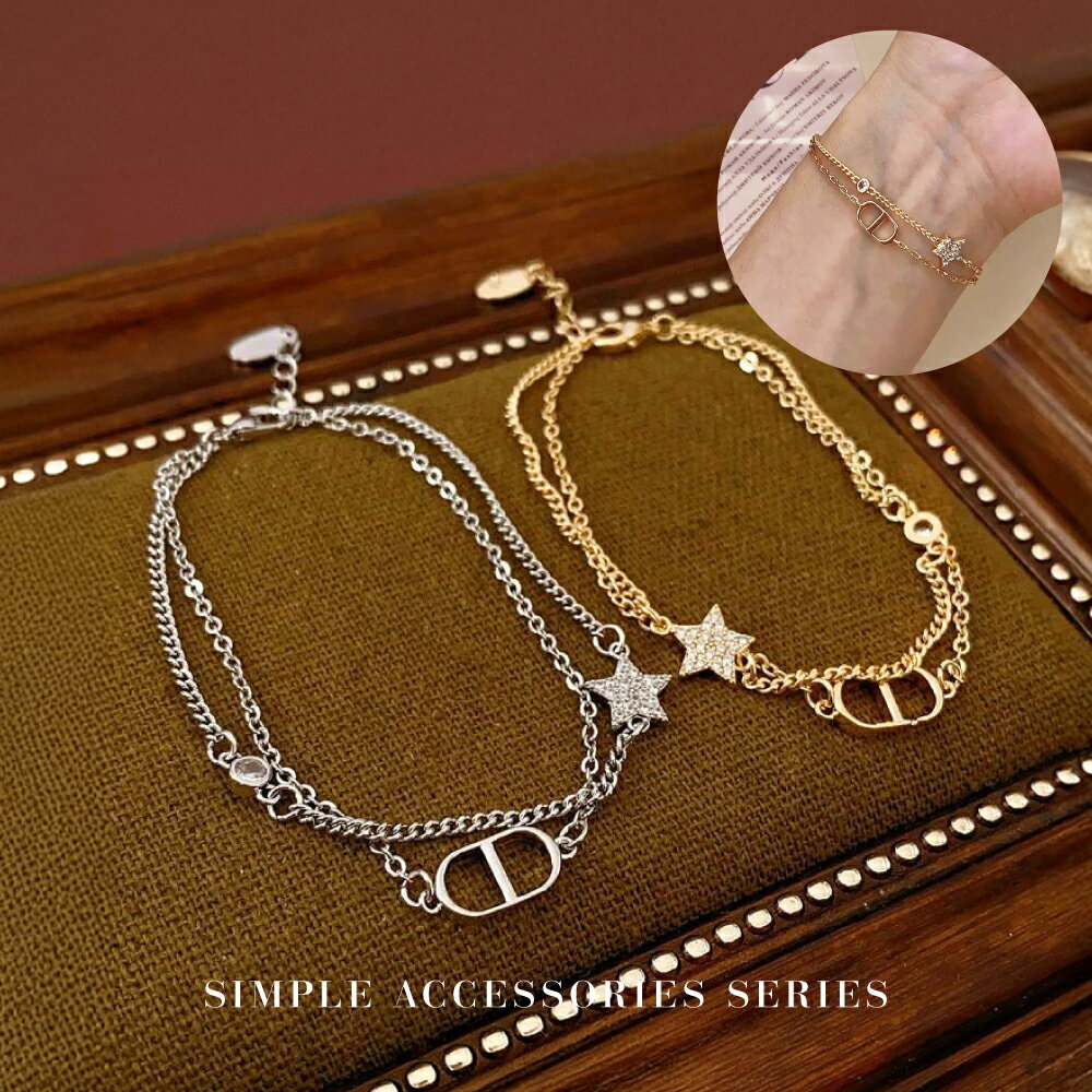 【送料無料】\専用ポーチ付き/チェーン ニ連 ブレスレット レディース ブランド シルバー ゴールド シンプル テニスブレスレット 2連チェーン プラチナ クリ...