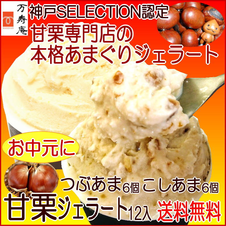 ギフト 栗 甘栗 アイスクリーム 送料無料 スイーツちちんぷいぷい 読売テレビかんさい情報ネットten ★神戸SELECTION認定 甘栗 ジェラート つぶあま こしあま 12個 内祝い 御祝 御礼