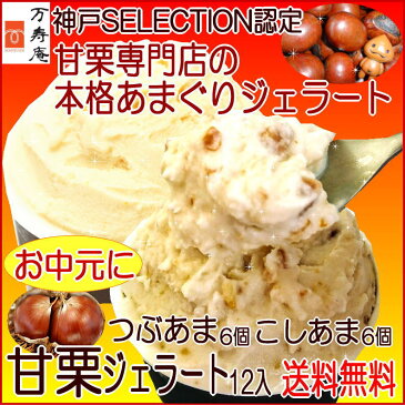 アイスクリーム 送料無料 【ちちんぷいぷい】【読売テレビかんさい情報ネットten】放送★神戸SELECTION認定★甘栗ジェラート『つぶあま』『こしあま』12個 セット☆ 内祝い 御祝 御礼 ギフト ☆