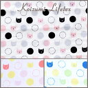 《生地》 【訳あり30%OFF】ガーゼ ドットとほんわかネコ(全3色)10cm 小泉ライフテックス 148-1788