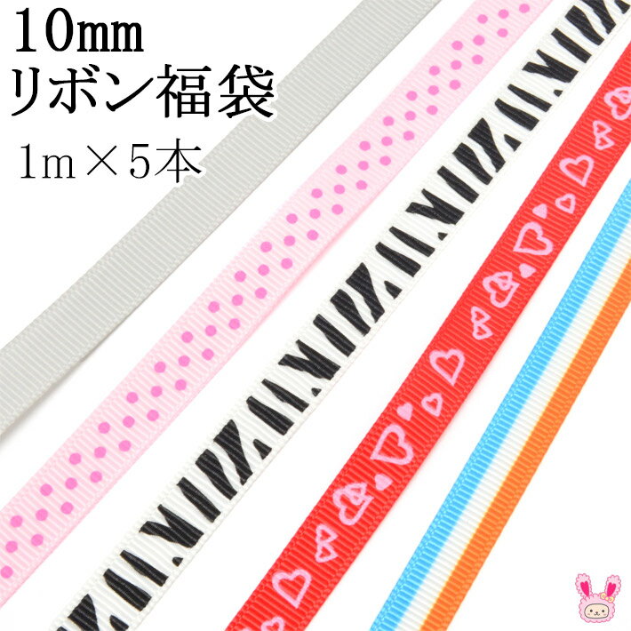 [HF]10mm　1mx5本　リボン福袋　見えない福袋　[5786]