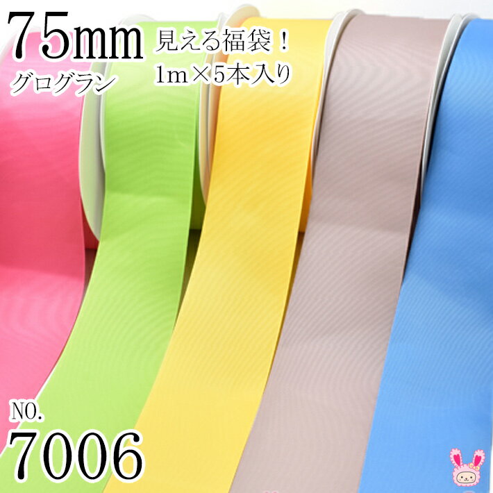 75mm グログランリボンアソート セット 1mx5本(157.551.650.813.336) （7006） ［在庫限り］
