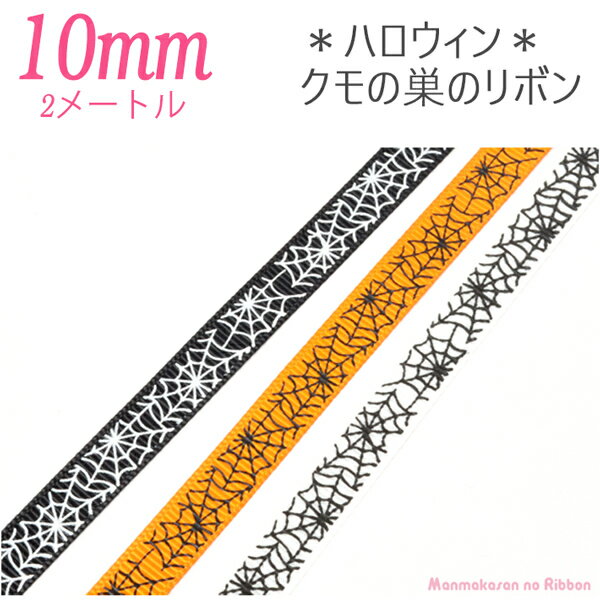 [TB33★]　10mm　＊ハロウィン＊　クモの巣のリボン　2m　(YR)