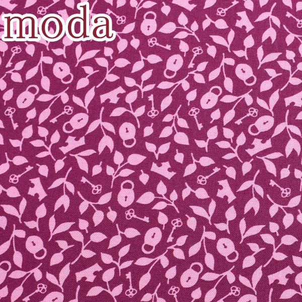 Moda　WILD MEADOW　ワイルド・メドー　不思議な植物　18ピンク系　10cm単位　切り売り　モダ　43135　シーチング生地　(225)　［在庫限り］