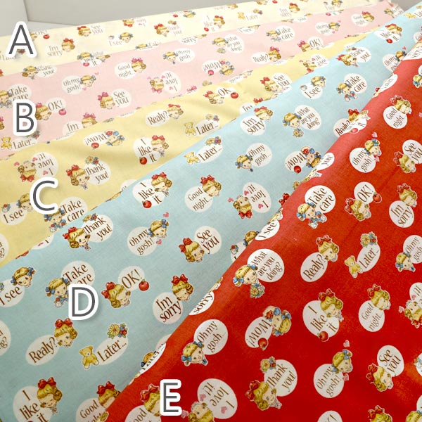 マーガレット＆ソフィ5　英会話　Aアイボリー系　10cm単位　切り売り　MS7010-14　シーティング生地　キルトゲイト　(103)　［在庫限り］