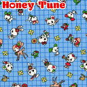 アニマルとレトロチェック　Dブルー系　10cm単位　切り売り　Honey Tune 　HT30001-3　 ハニーチューン　シーチング生地　(263)