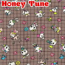 アニマルとレトロチェック　Eブラウン系　10cm単位　切り売り　Honey Tune 　HT30001-3　 ハニーチューン　シーチング生地　(275)