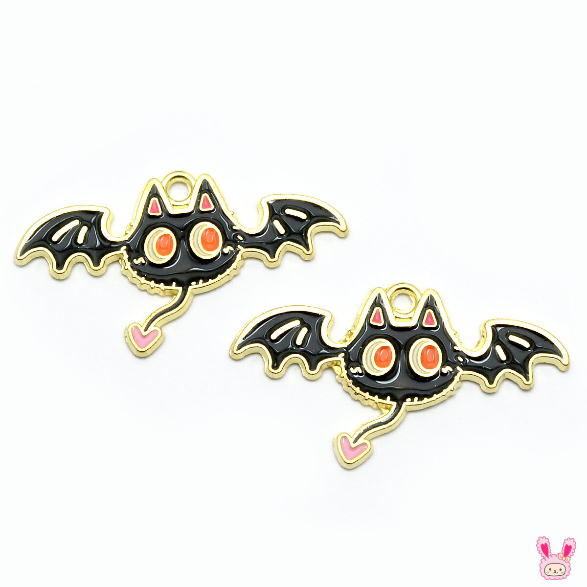 樂天商城 - アクセサリーパーツ　ハロウィン　ニャンコウモリチャーム　2個